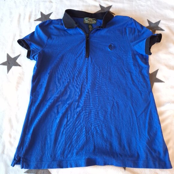 LRL Lauren Active Ralph Lauren Women Large Polo Golf Short Sleeve 1/4 Zip Blue - Picture 1 of 14